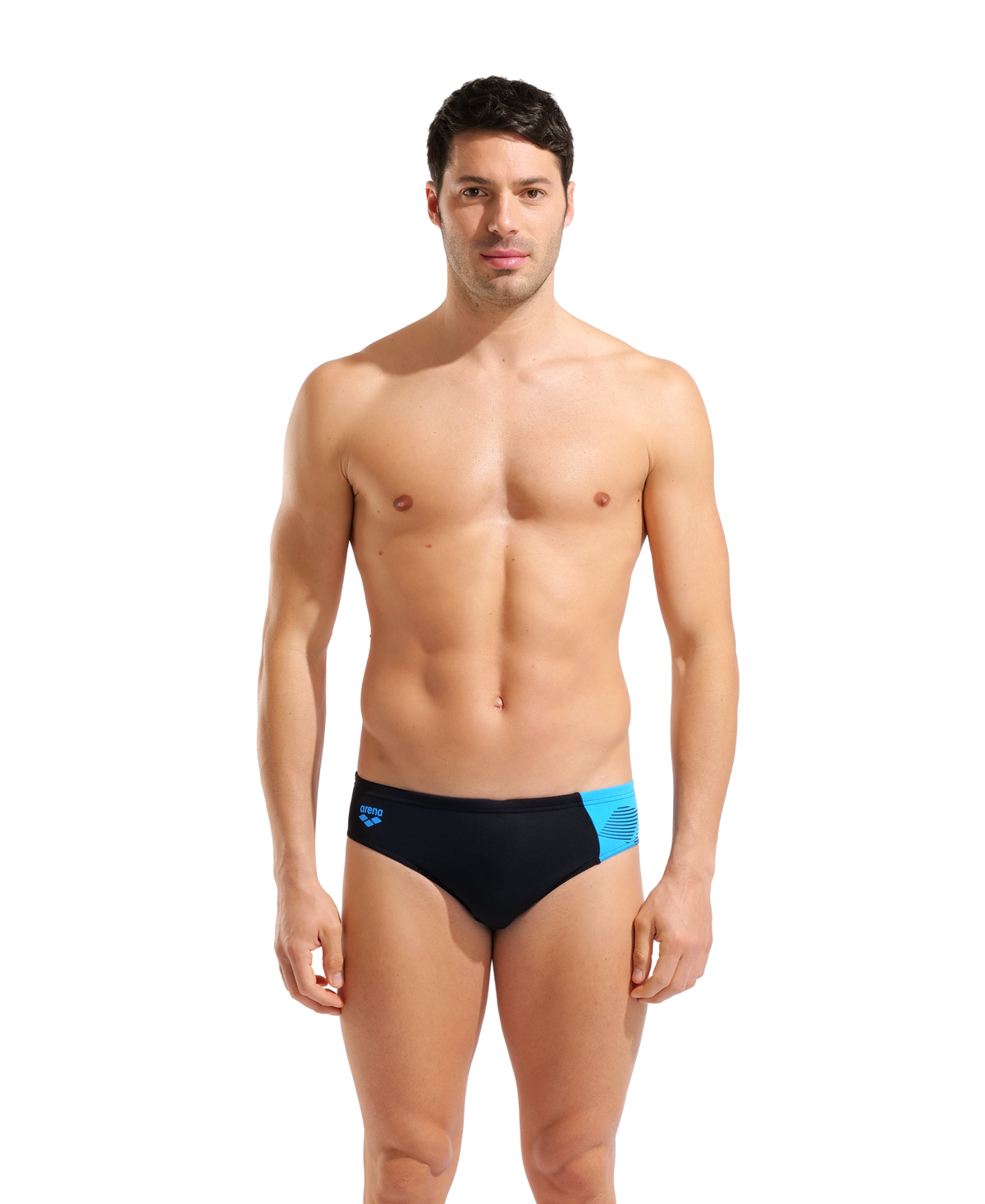 M ARENA PRINTED SPLICE SWIM BRIEFS BLACK-TURQUOISE BLACK-TURQUOISE Bild 1