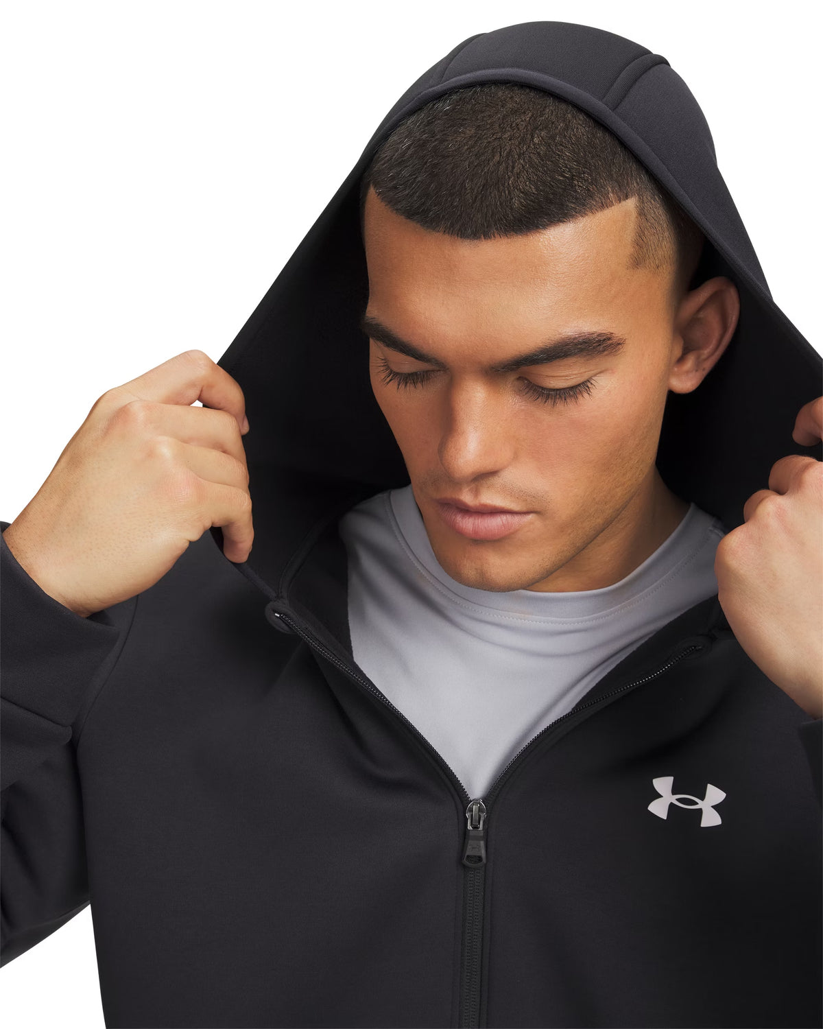 UA ARMOUR FLEECE FZ HOODIE BLACK BLACK Bild 3