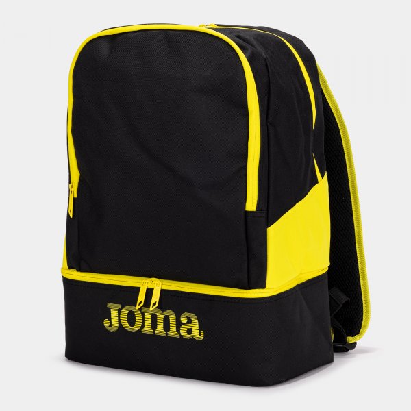 Joma Estadio III Rucksack in Schwarz mit weißem Joma Logo und seitlicher Reißverschlusstasche