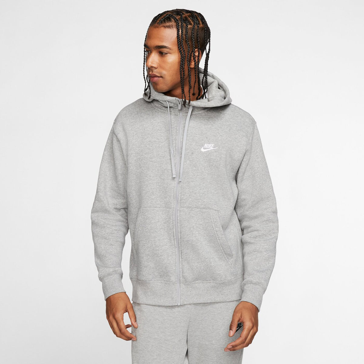 M NSW CLUB HOODIE FZ BB DK GREY HEATHER/MATTE SILV Bild 6