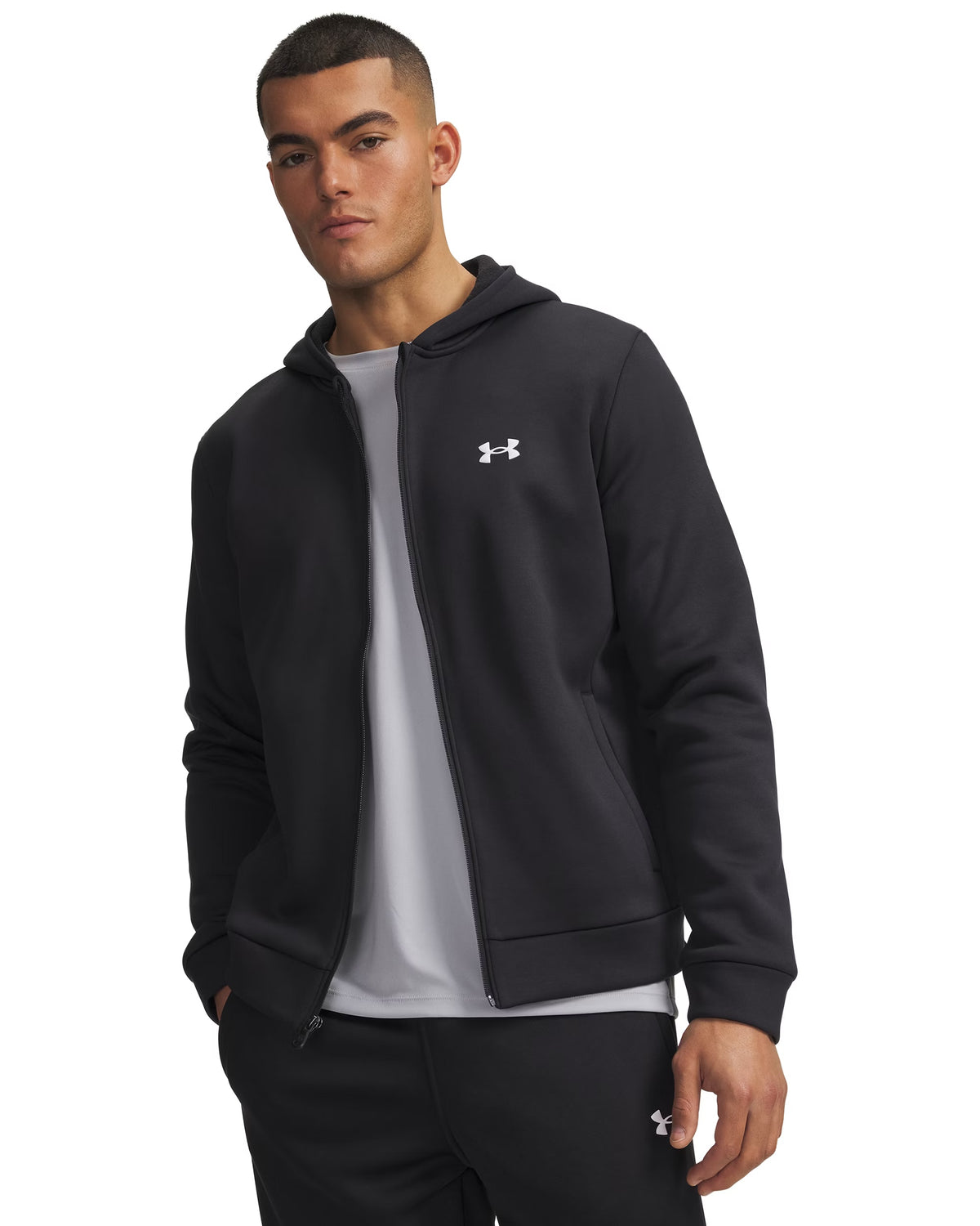 UA ARMOUR FLEECE FZ HOODIE BLACK BLACK Bild 1